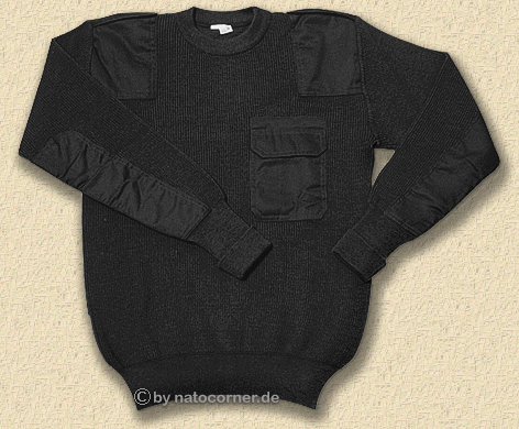 Schurwoll-Pullover, Rundhals - Crewneck, mit Schutzpatten